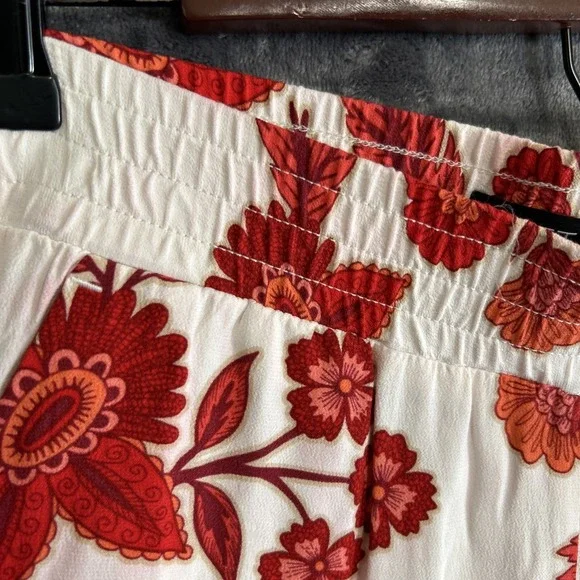 Loft Women's Small Floral Pull On Wide Leg Cropped Pants Pockets Travel Resort - Picture 5 of 16